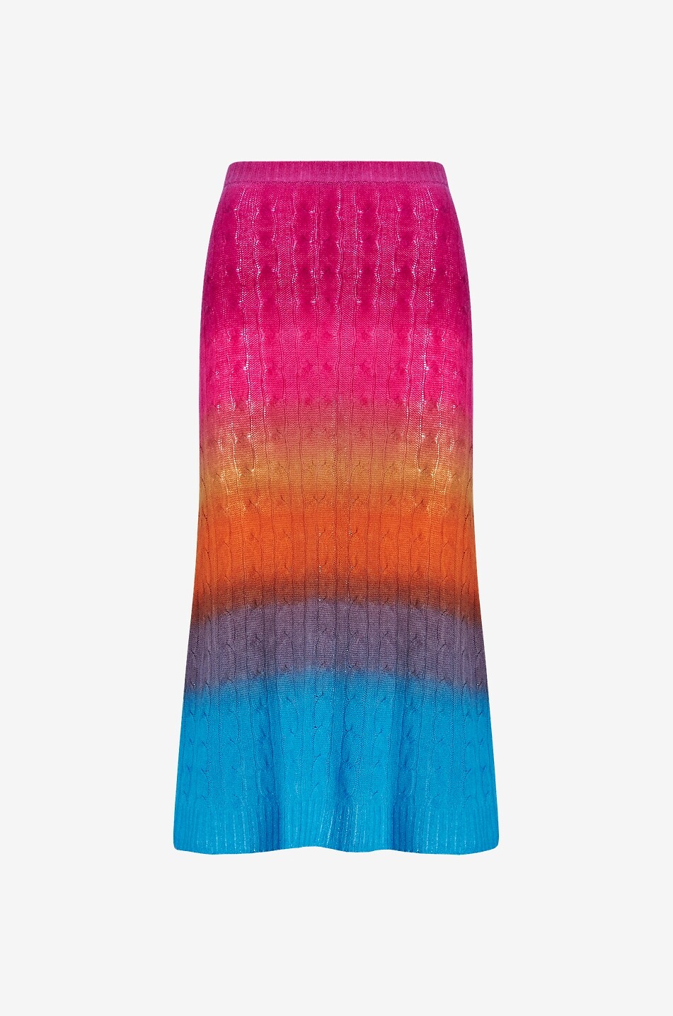 Jupe midi en maille torsadée rayée