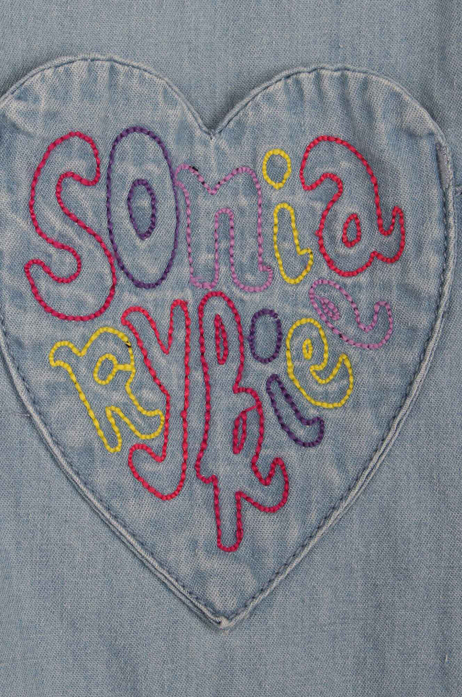 SONIA RYKIEL Mädchen-Trägerkleid aus Chambray mit Logostickerei Mädchen BLAU 4