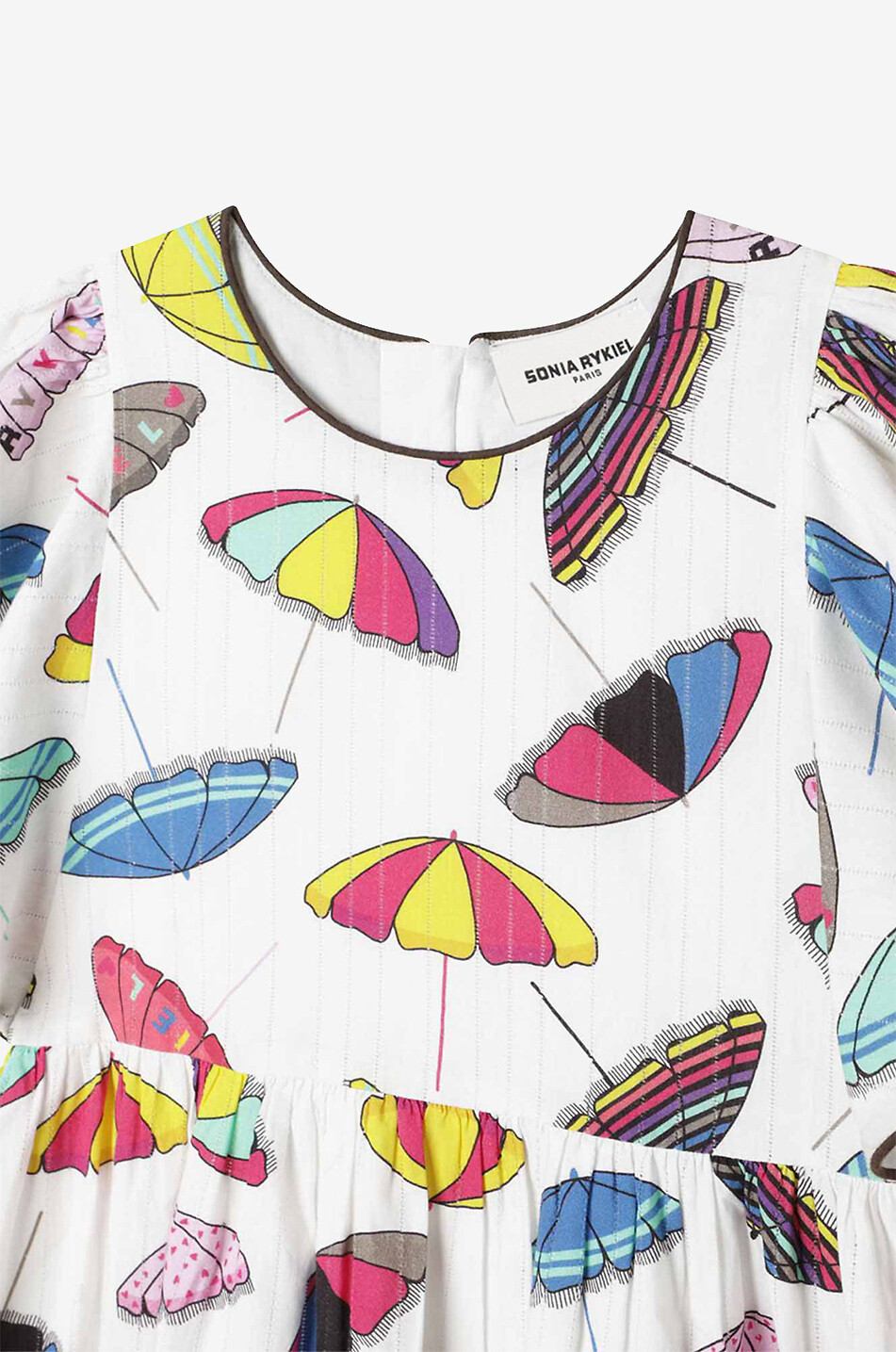 Robe courte fille en voile imprimé parasols