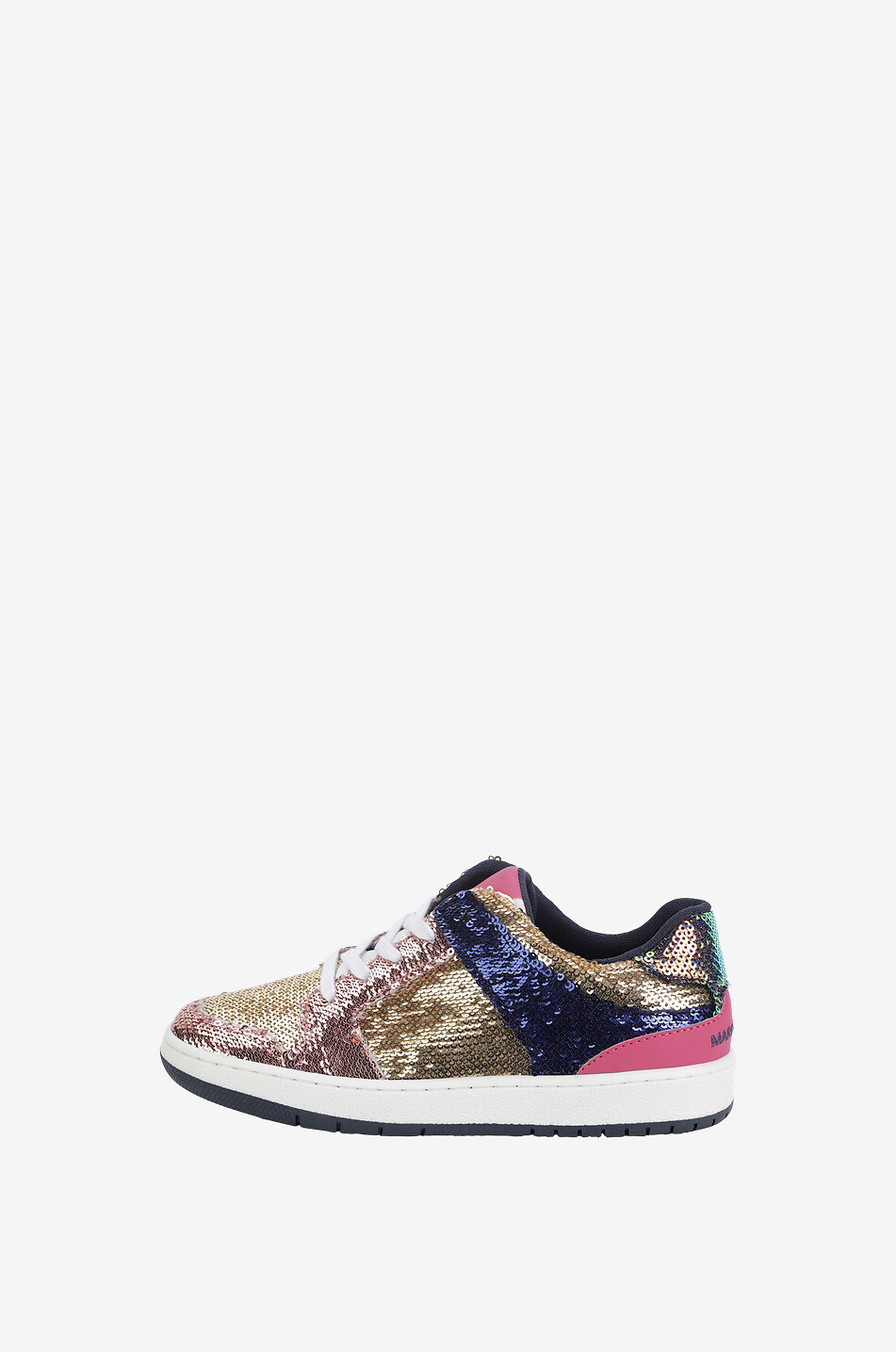 Girls' lace-up low-top metallic sneakers