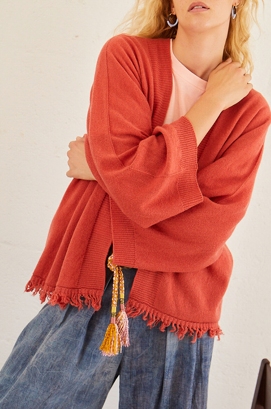 MOMONI Cardigan mit Fransen Shari Damen DUNKELROSA 3