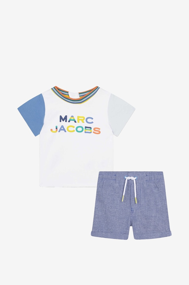 THE MARC JACOBS Logo printed cotton baby shorts and T-shirt Baby WHITE 1