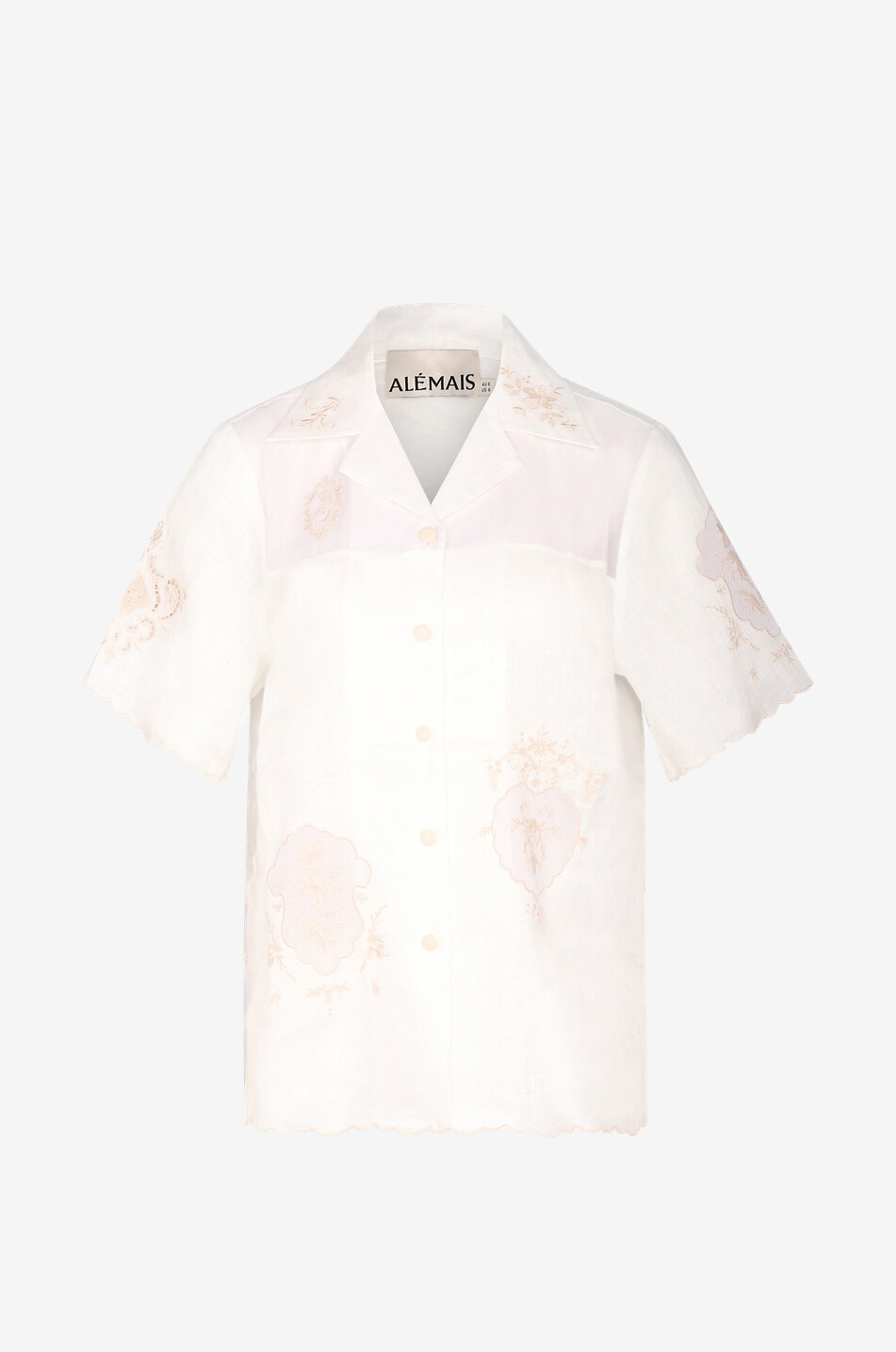ALEMAIS Top manches courtes en lin Laurie Femme BLANC 1