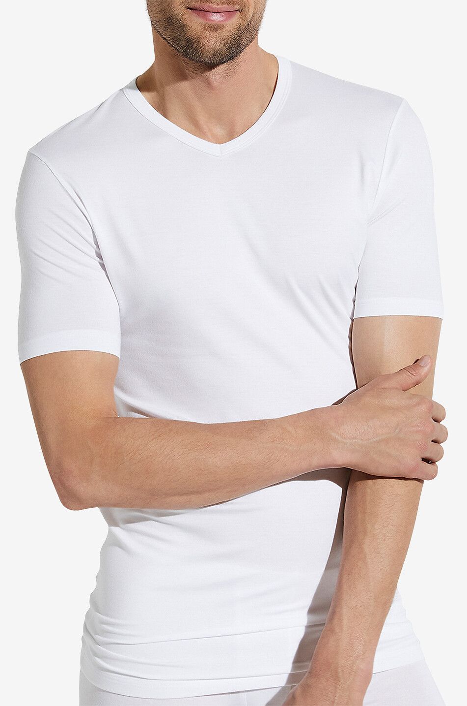 ZIMMERLI T-Shirt mit V-Kragen 700 Pureness Herren WEISS 2