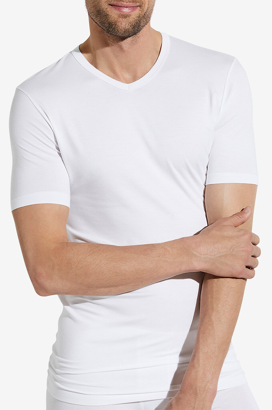 ZIMMERLI T-shirt col V 700 Pureness Homme BLANC 2