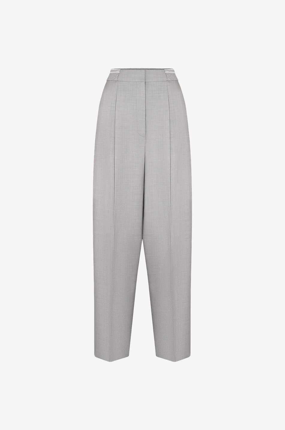 Pantalon à pinces large en laine à taille maille