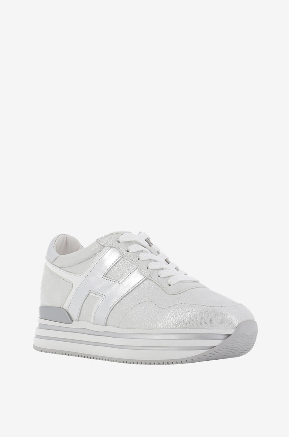 HOGAN Sneakers mit Keilabsatz aus Leder Midi H222 Damen SILBER 1