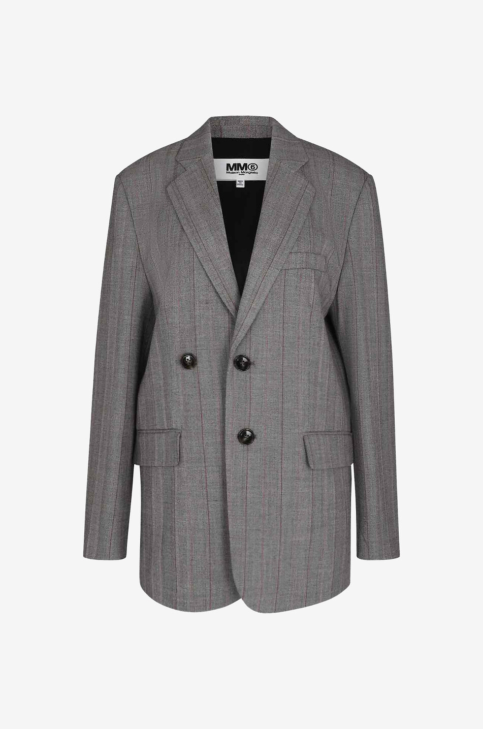 Pinstripe oversize blazer with off-set buttoning