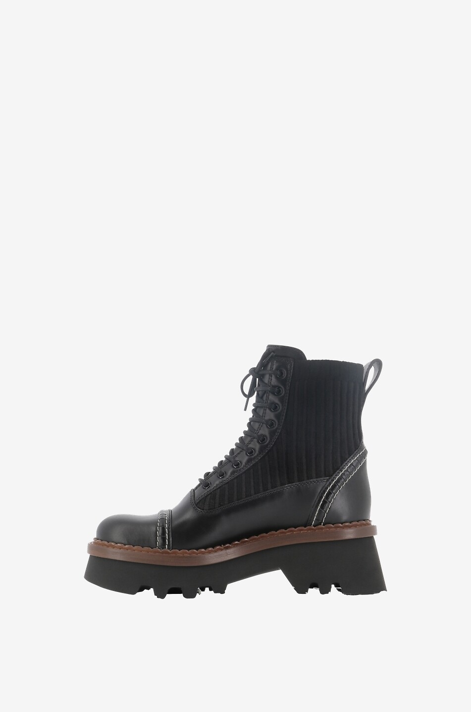 Bottines en cuir et maille côtelée Owena 50
