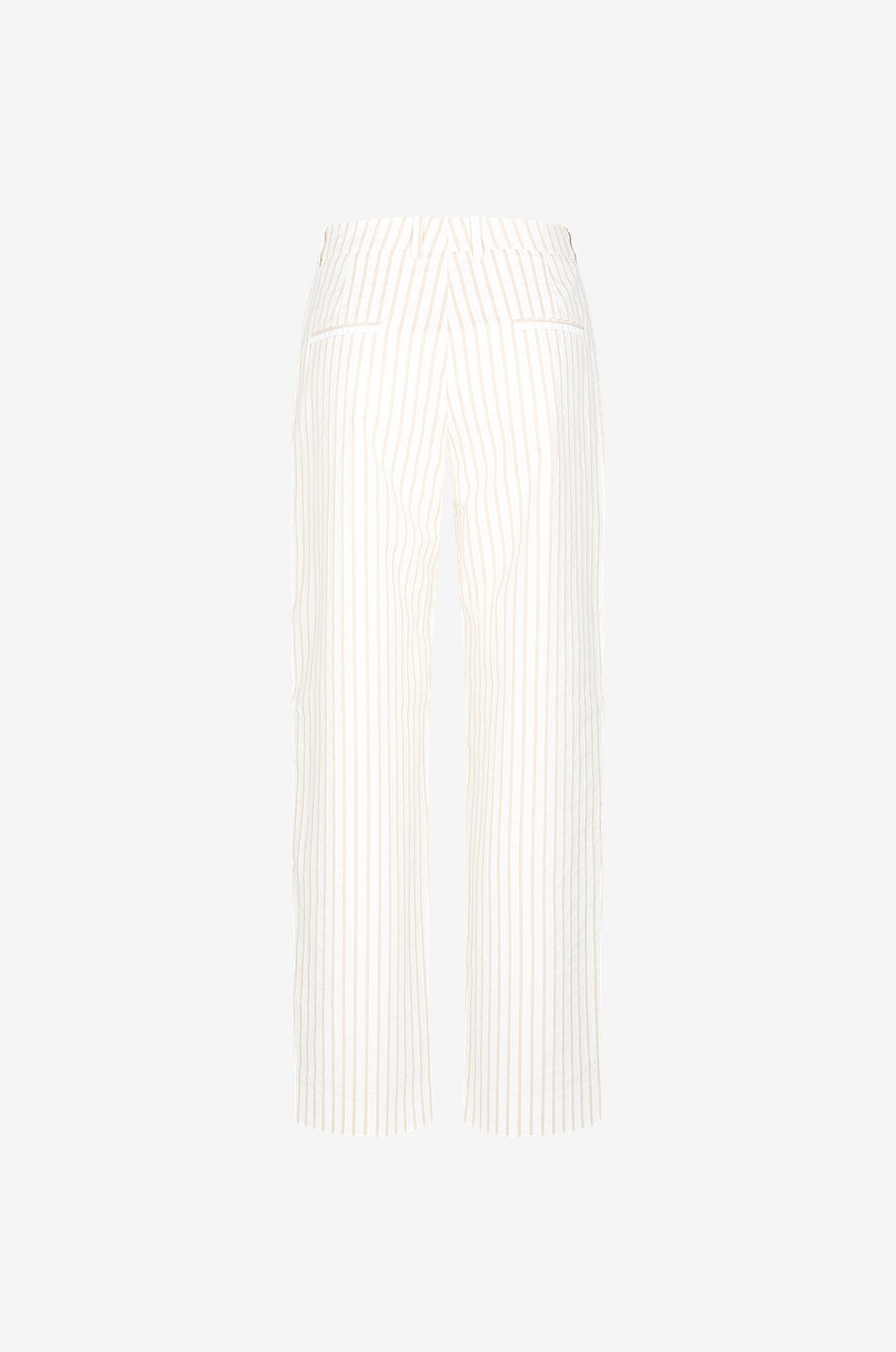 Pantalon droit rayé en popeline bio