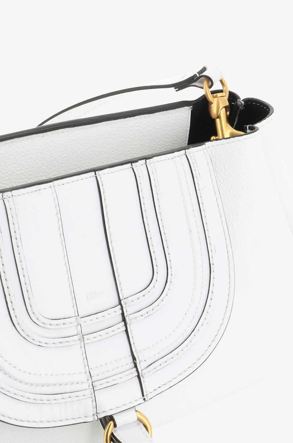 CHLOE Marcie clutch in grained and smooth leather with strap Women WHITE 5