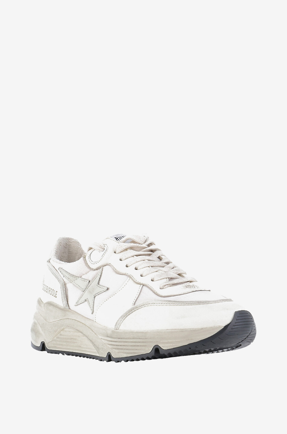 GOLDEN GOOSE Baskets basses en cuir nappa et nylon Running Sole Femme BEIGE 1