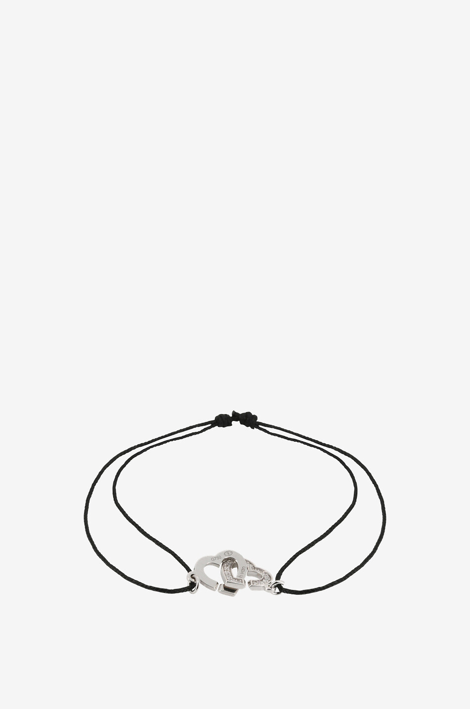 Bracelet sur cordon en or blanc et diamants Double Coeurs R9