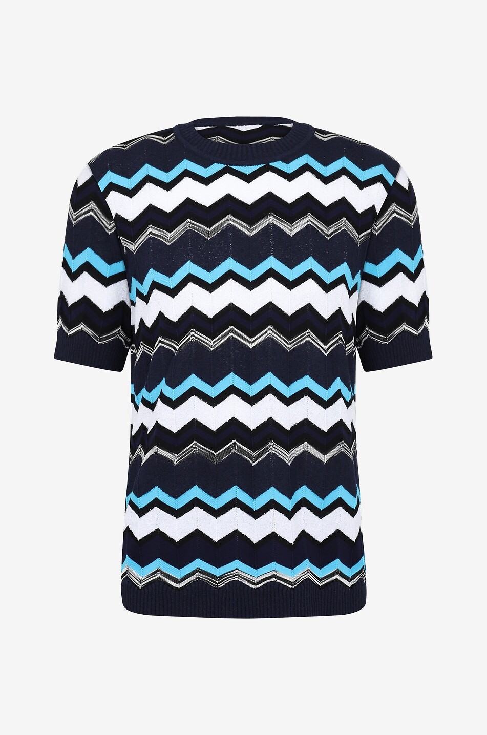MISSONI Kurzarm-Jacquard-Pullover mit Fischgräten Herren DUNKELBLAU 1