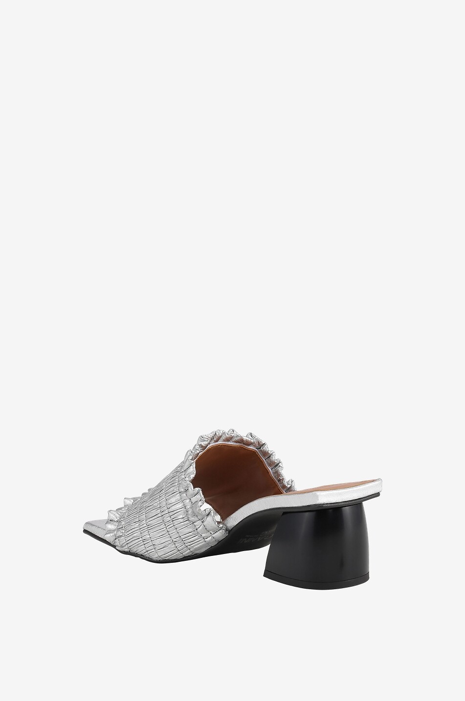 Silver Smock 50 metallic block heel mules