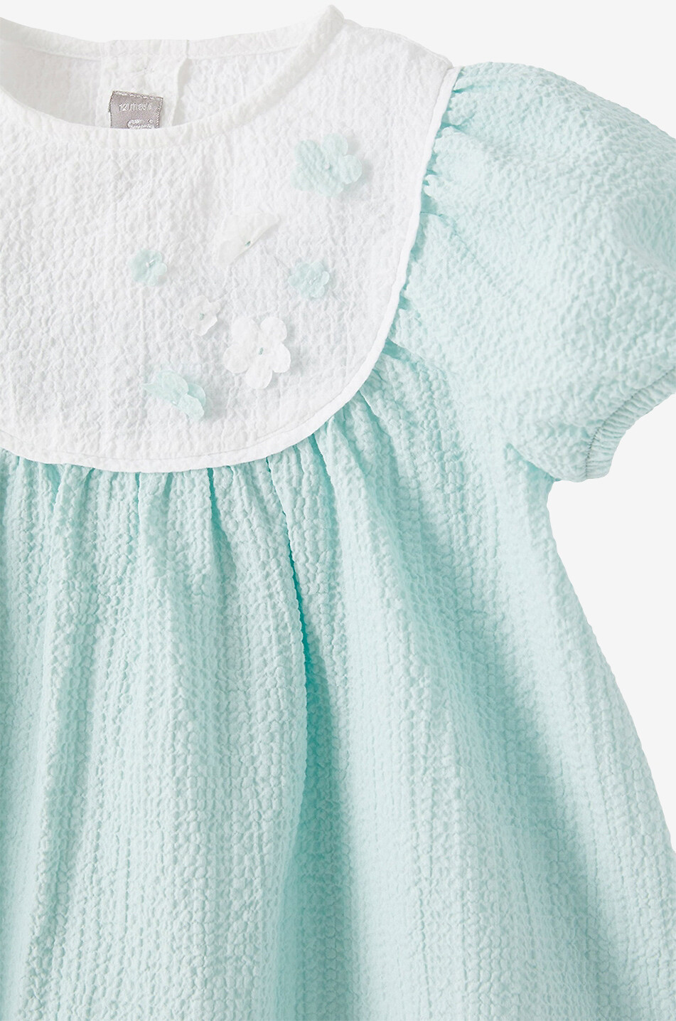 IL GUFO Flower application adorned baby seersucker dress Baby LIGHT GREEN 3