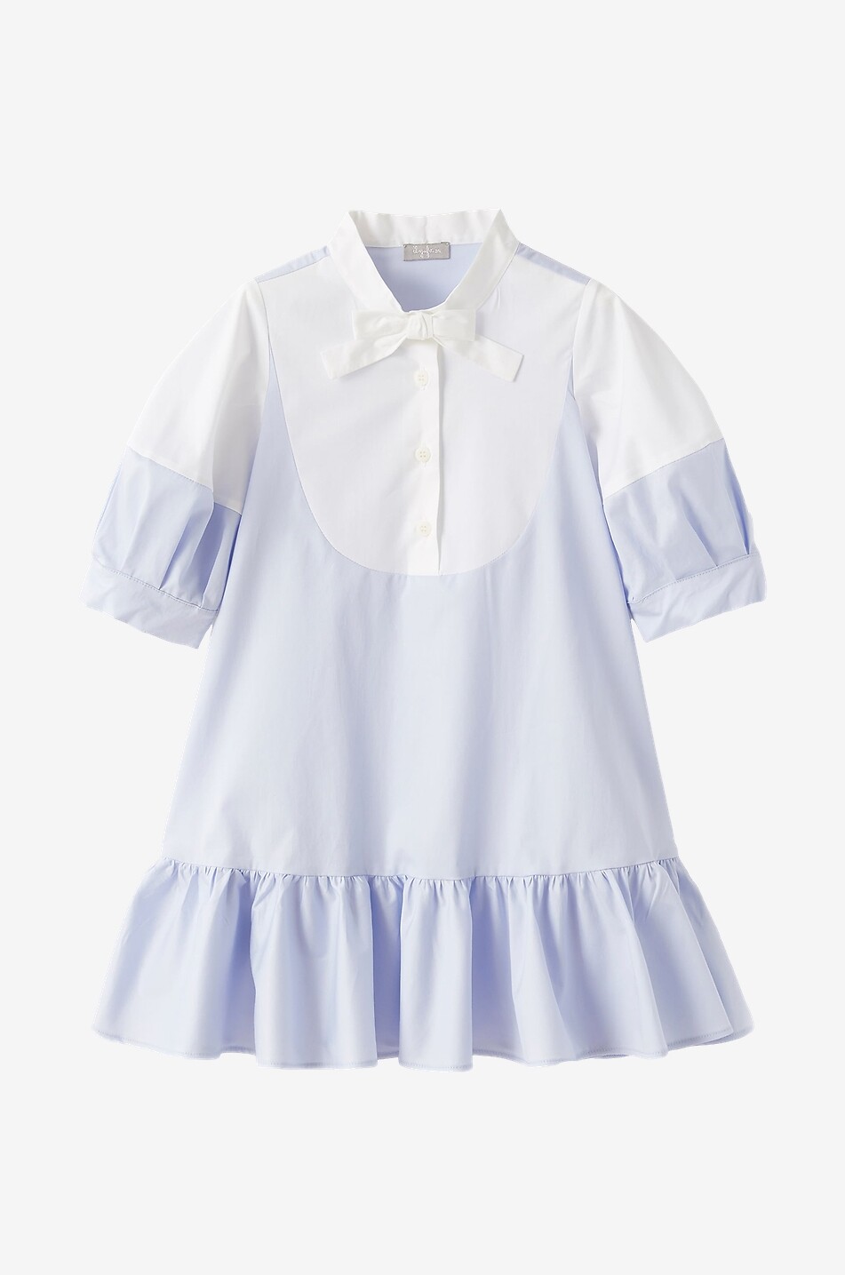 Flared girl's poplin dress with bib