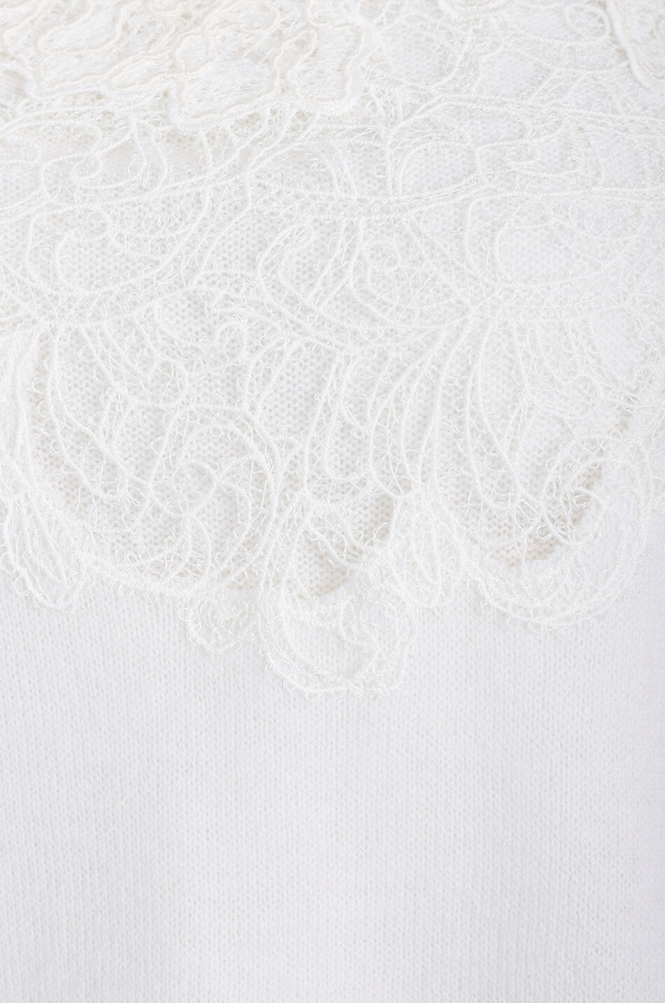 Lace adorned cashmere short-sleeved jumper
