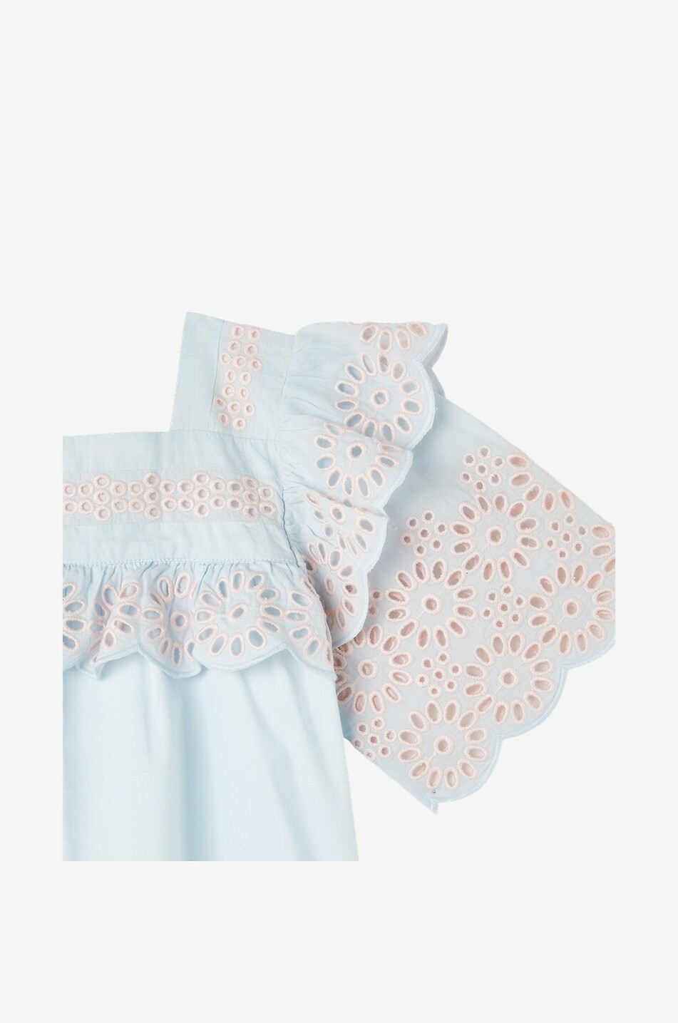 Mädchen-Kurzarm-Bluse mit Blütenstickereien