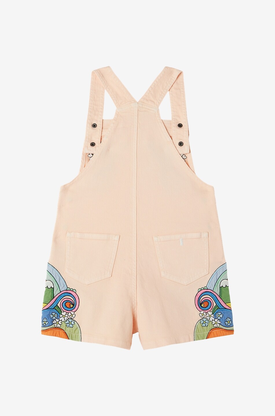 STELLA McCARTNEY KID Kurze Mädchen-Latzhose aus besticktem Bio-Denim Love To Dream Mädchen HELLROSA 2