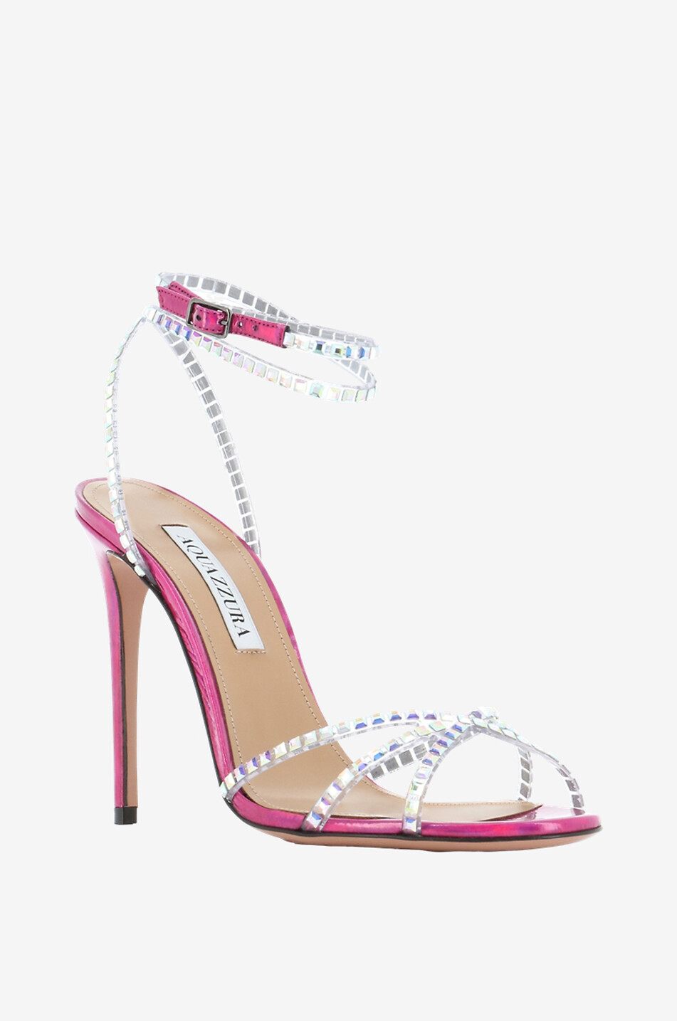 Absatzsandalen aus Metallicleder und Plexiglas Dance 105