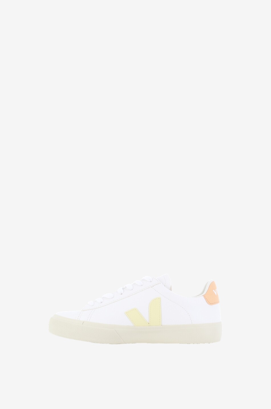 VEJA Baskets basses à lacets en cuir grainé et lisse Campo Femme BLANC 3