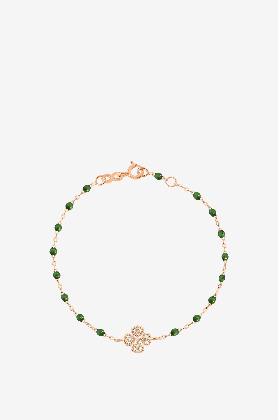 GIGI CLOZEAU Bracelet en or rose à perles de résine et diamant Lucky Trèvle Femme VERT FONCÉ 1