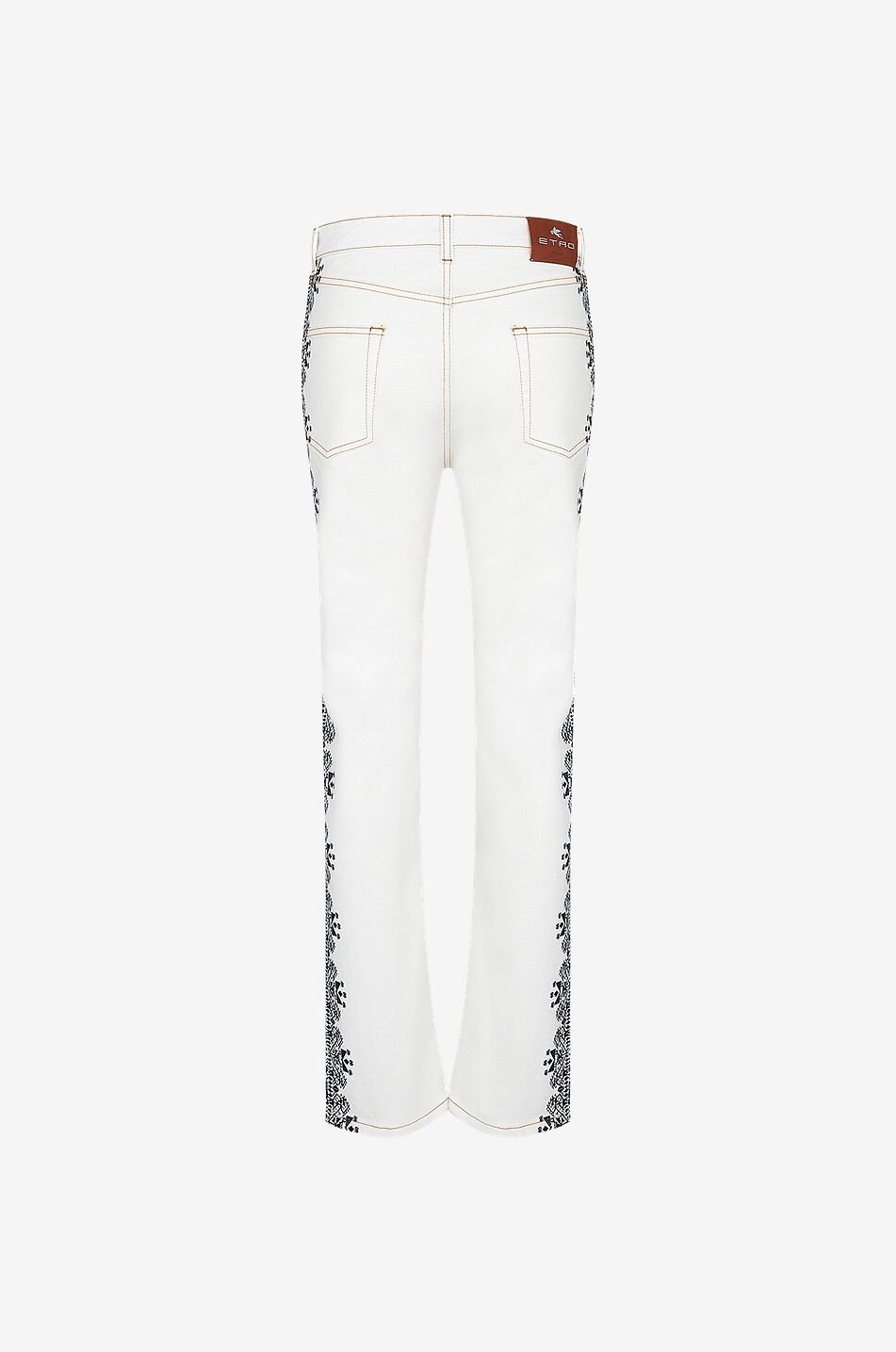 ETRO Gerade Denim-Stretch-Jeans mit Spitzenprint Damen WEISS 2