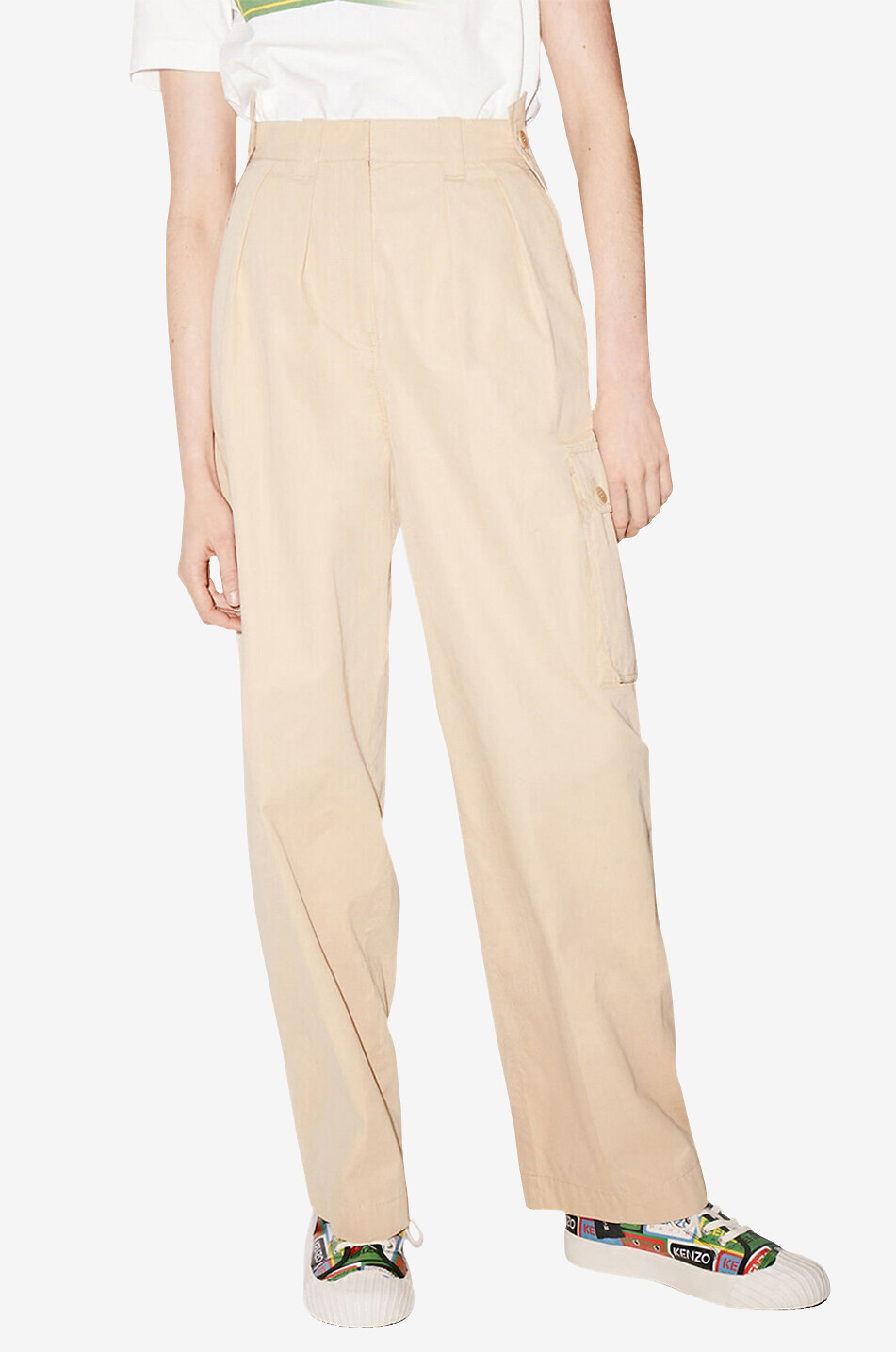 KENZO Cargohose mit Trägern aus Baumwolle Damen BEIGE 4