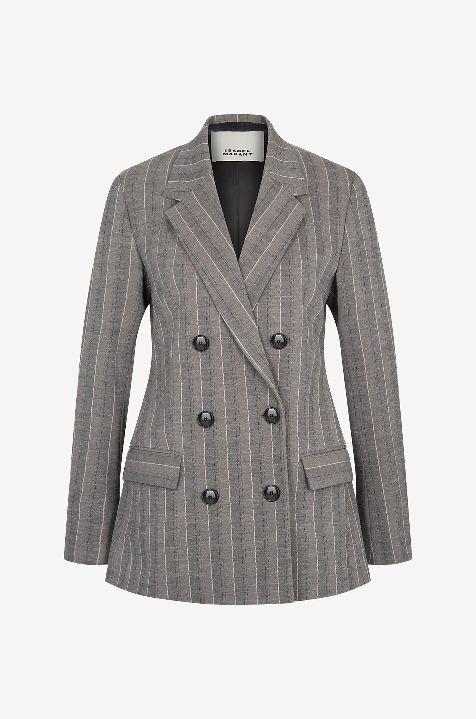 ISABEL MARANT Sheril double-breasted striped linen blazer Women GREY 1
