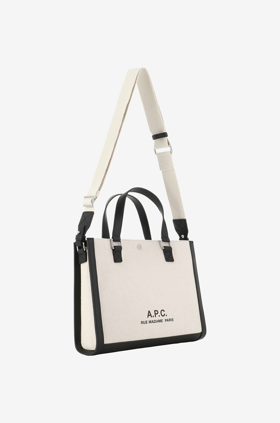 Horizontaler kleiner Shopper aus Segeltuch und Leder Camille 2.0