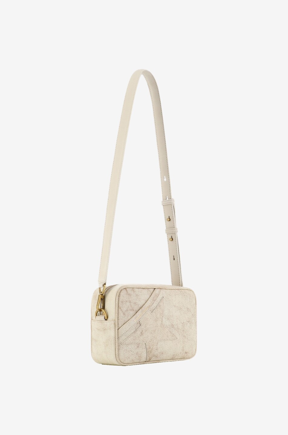 Star Large cracked leather shoulder bag