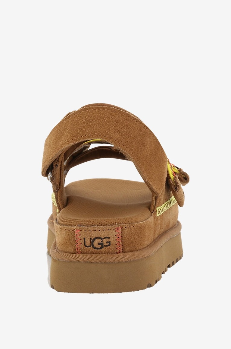 UGG Sandales en daim et tissu Goldenstar Heritage Braid Femme COGNAC 4