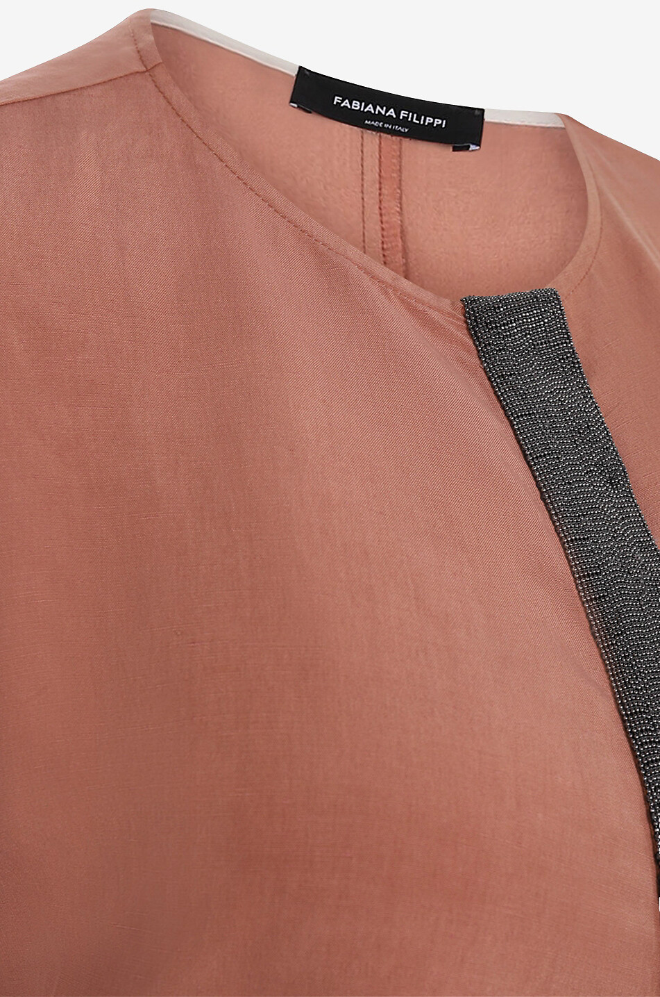 Robe polo sans col en lin et soie avec ceinture