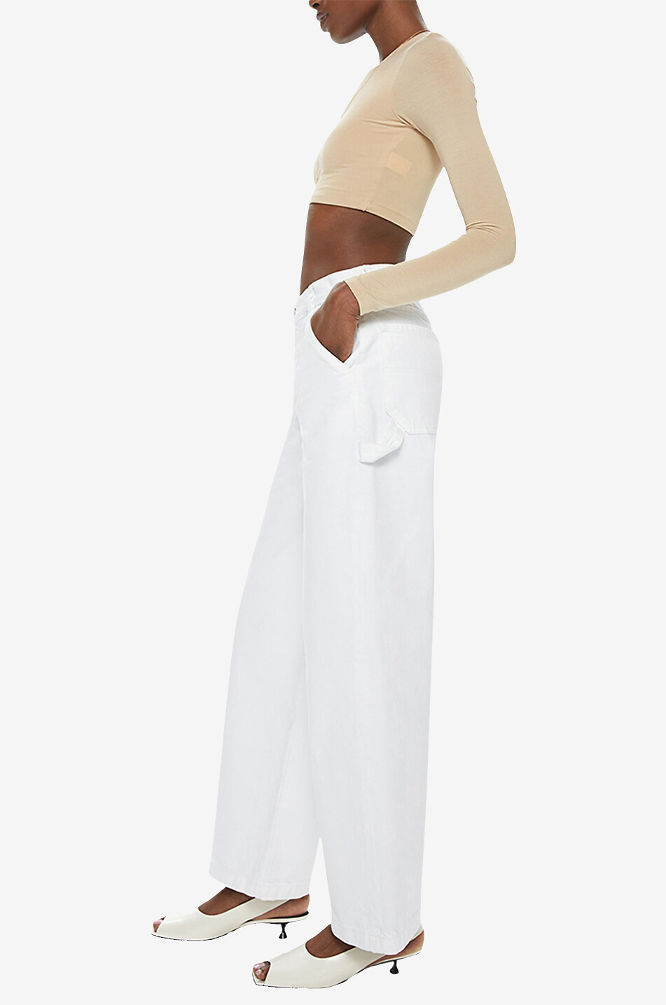 MOTHER Jean à jambes larges en coton The Fun Dip Utility Femme BLANC 4