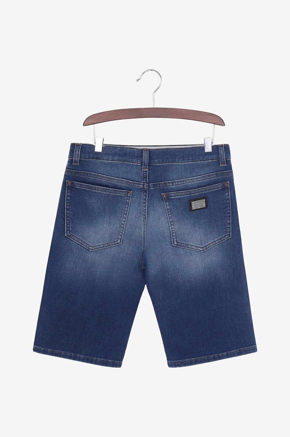 Bermuda garçon en denim délavé à plaquette logo