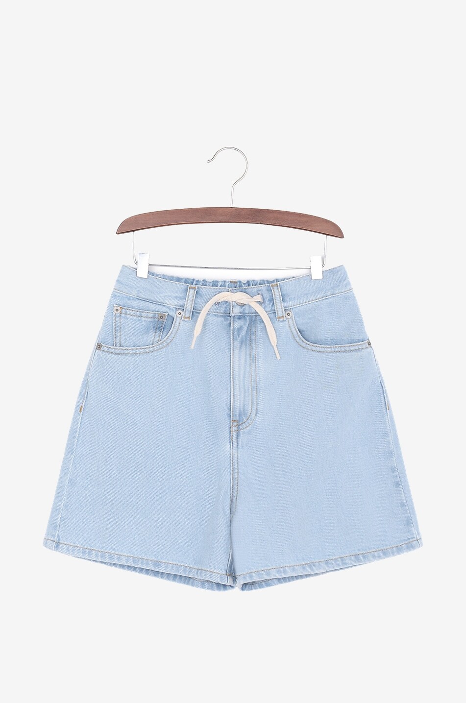 Girl's light-washed denim high-rise shorts
