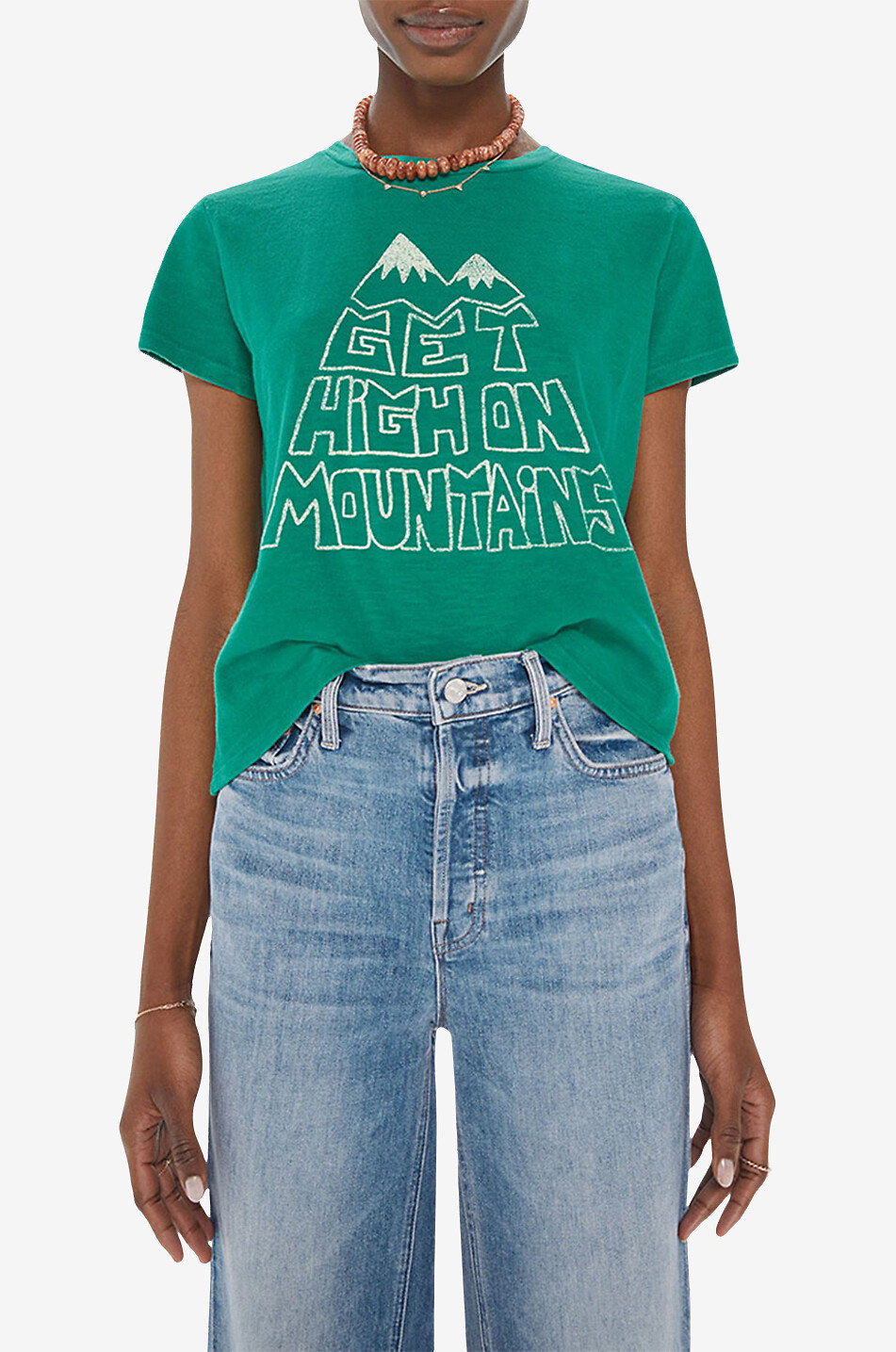 MOTHER T-shirt à manches courtes en coton The Lil Sinful Femme VERT 3