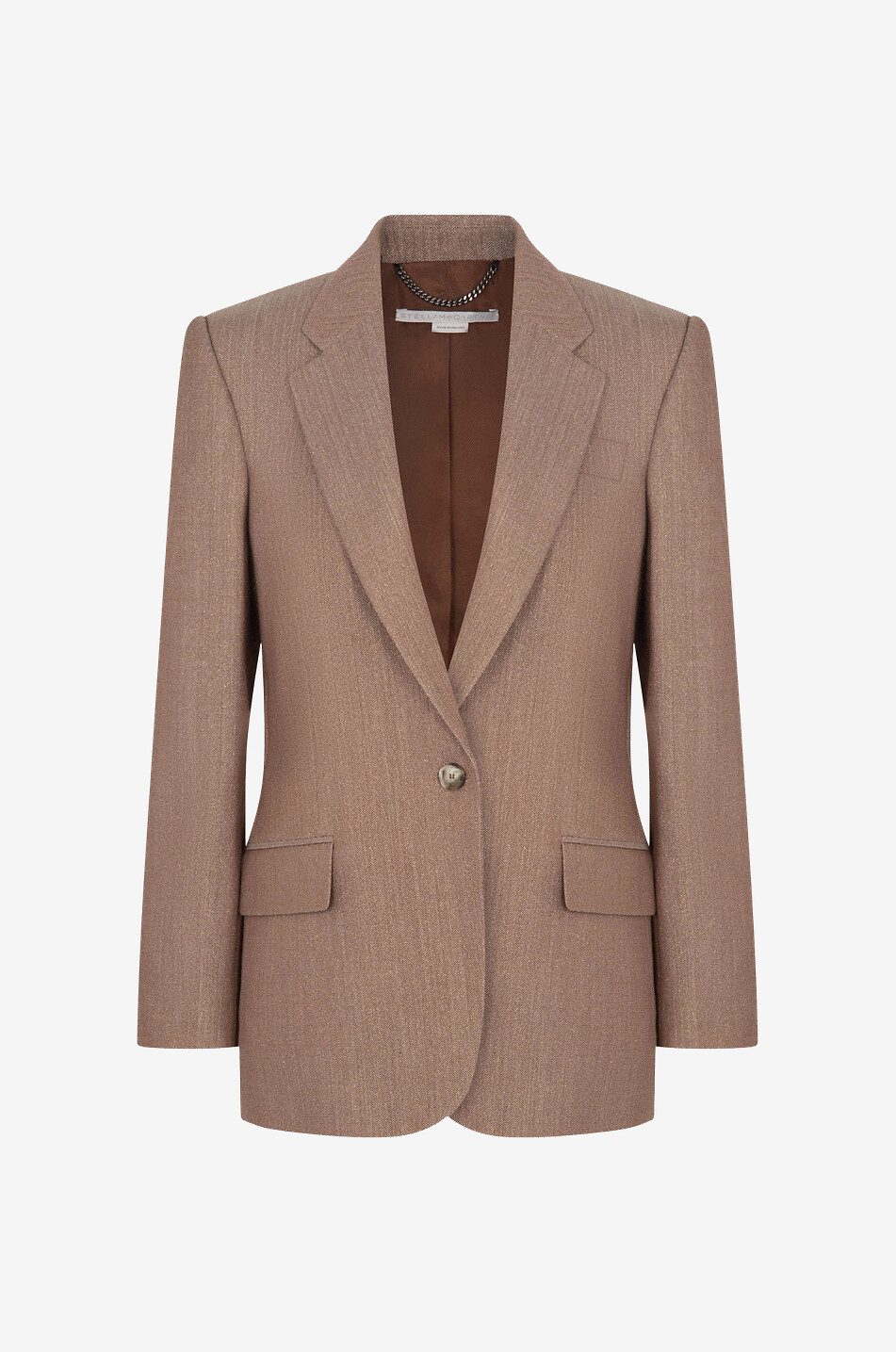 Glittering herringbone patterned wool blend blazer