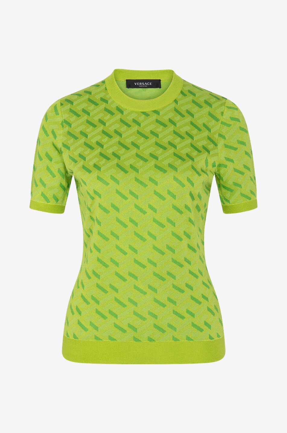Pull jacquard à manches courtes en soie La Greca