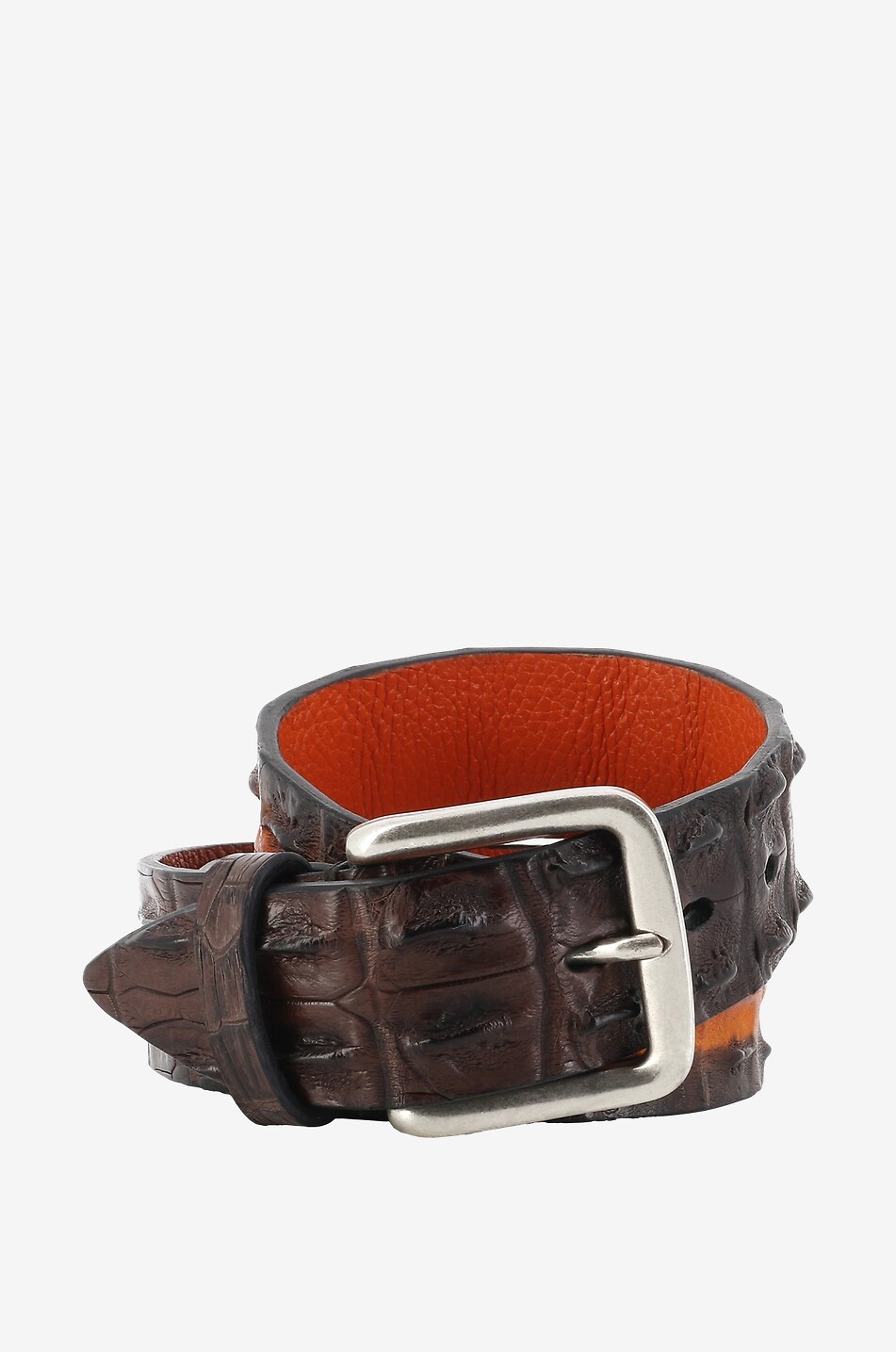 FAUSTO COLATO Madrid crocodile leather belt Men MEDIUM BROWN 1