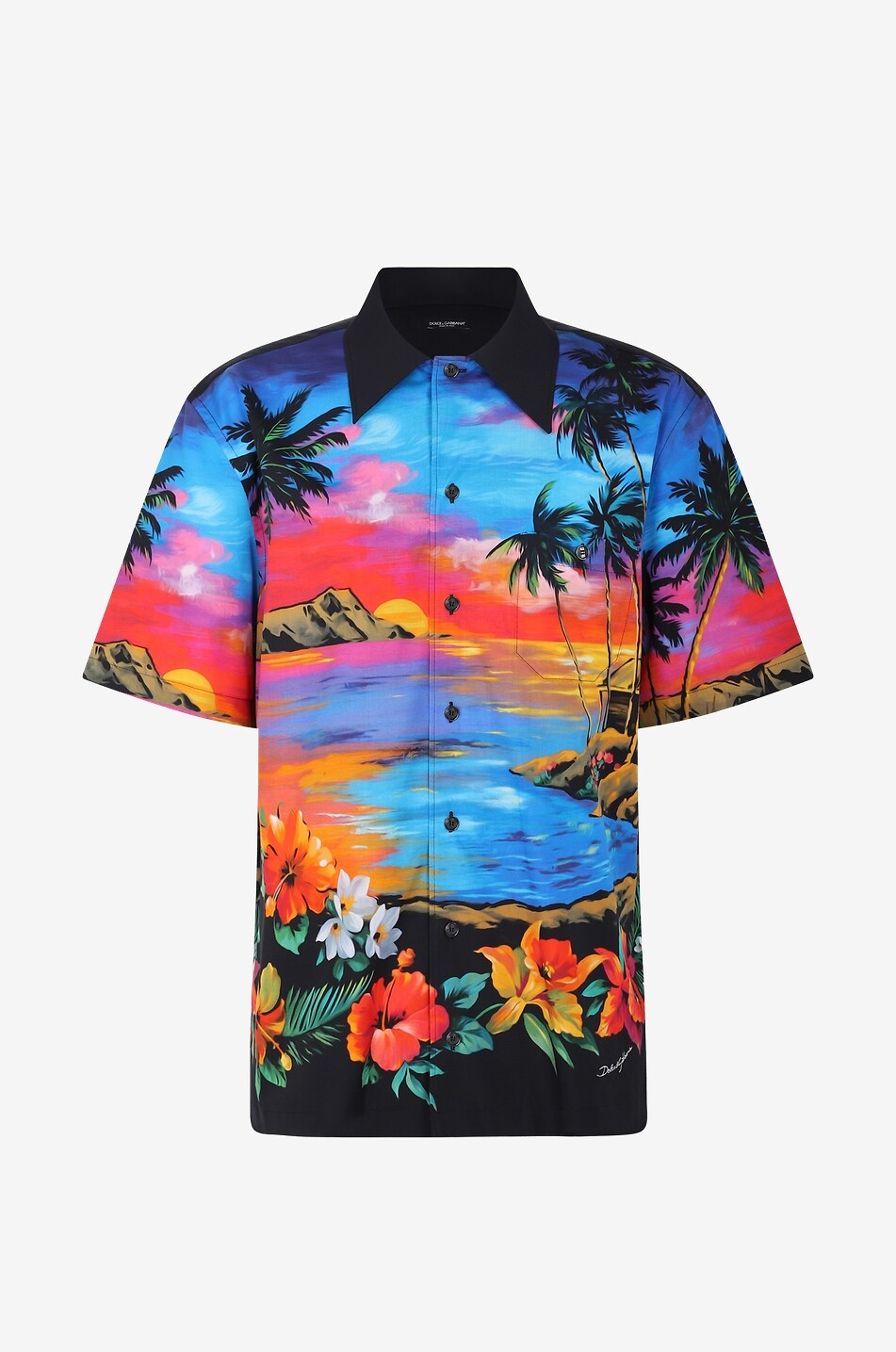 DOLCE & GABBANA Kurzarm-Hemd aus Popeline Hawaii Herren BUNT 1