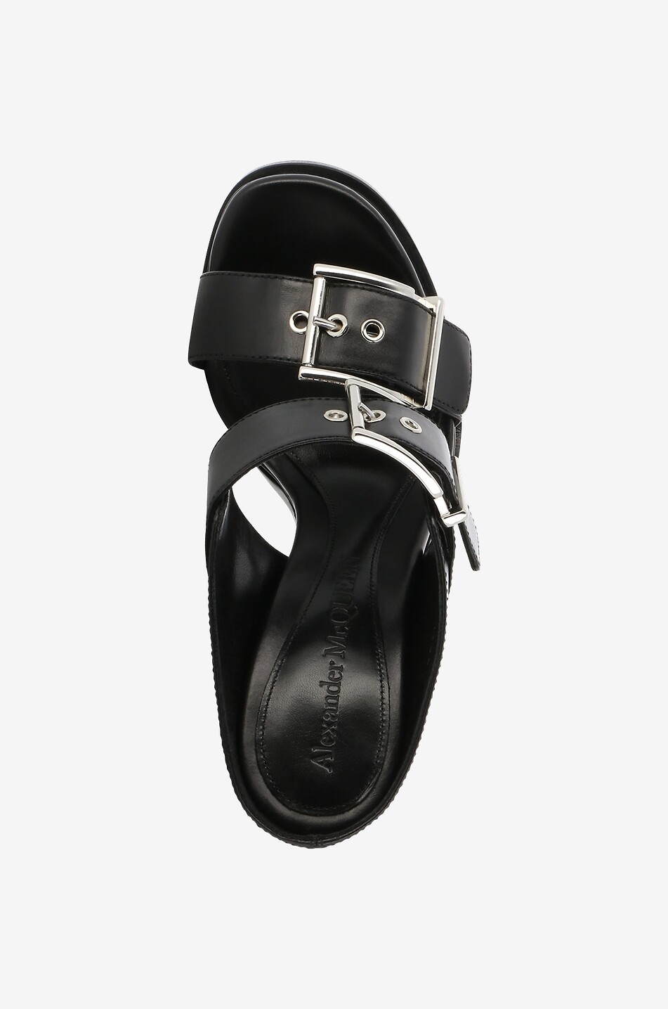 ALEXANDER McQUEEN Plateau-Pantoletten aus Glattleder mit Schnallen 90 Damen SCHWARZ 5