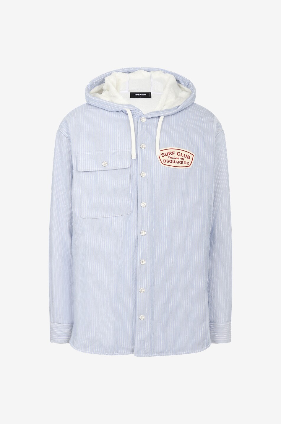 Dropped shoulder striped terry lined overshirt