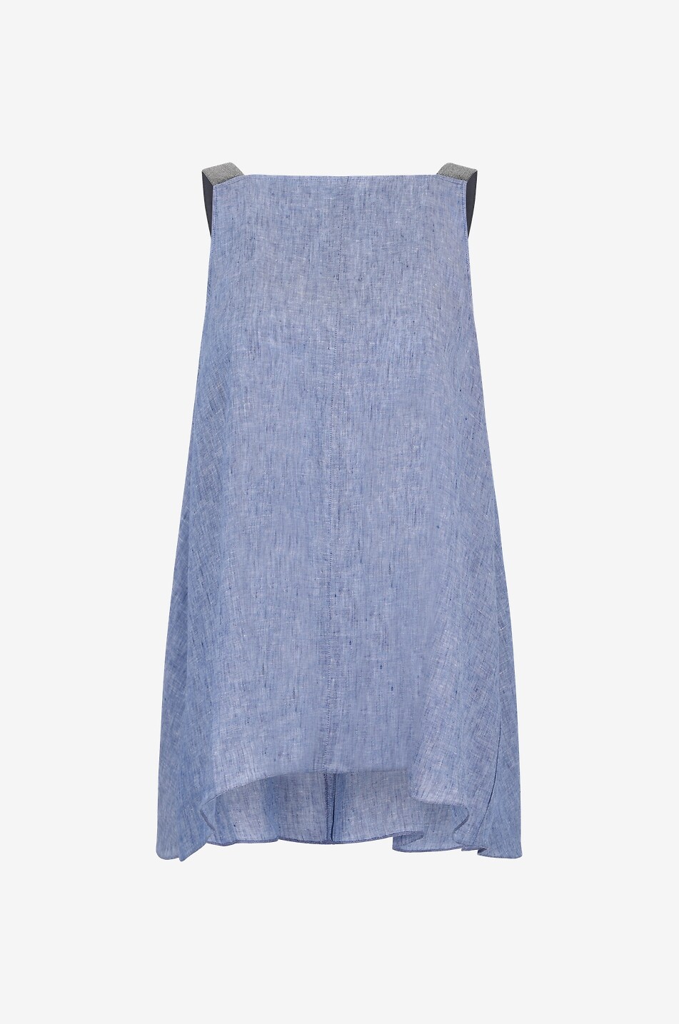 FABIANA FILIPPI A-line linen top with bead embroidered straps Women LIGHT BLUE 1