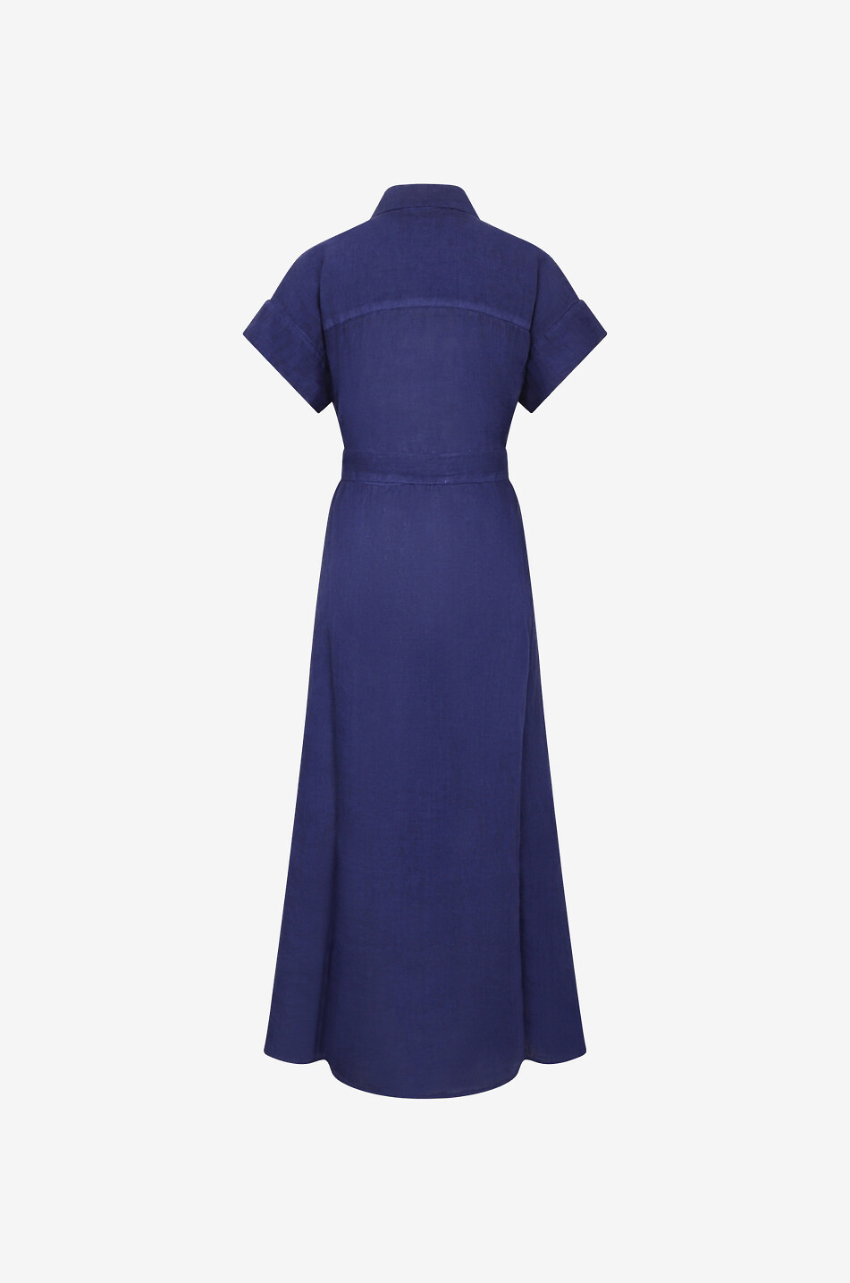 120% LINO Robe chemise longue en lin Femme BLEU FONCE 2