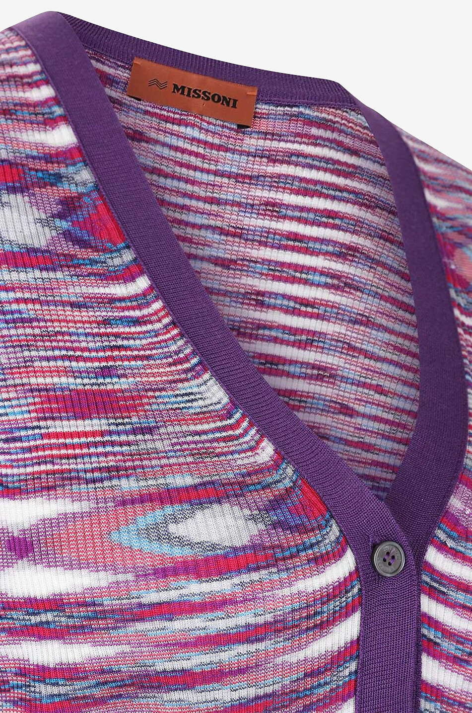 Rippstrick-Seidencardigan mit psychedelischen Motiven