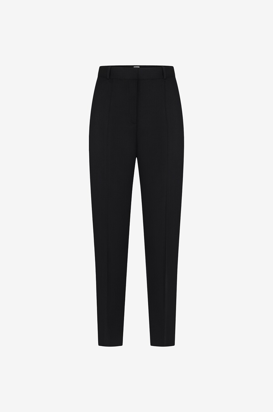 Pantalon en laine taille mi-haute à plis surpiqués