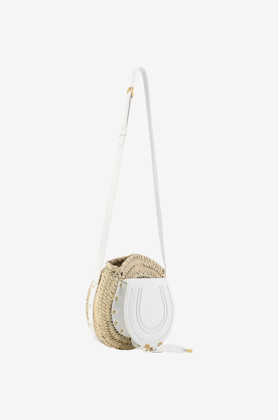 CHLOE Marcie Basket cross-body bag in raffia and leather Women WHITE 2