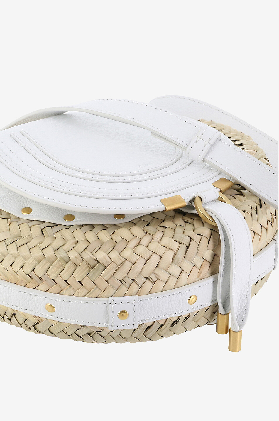 CHLOE Marcie Basket cross-body bag in raffia and leather Women WHITE 5
